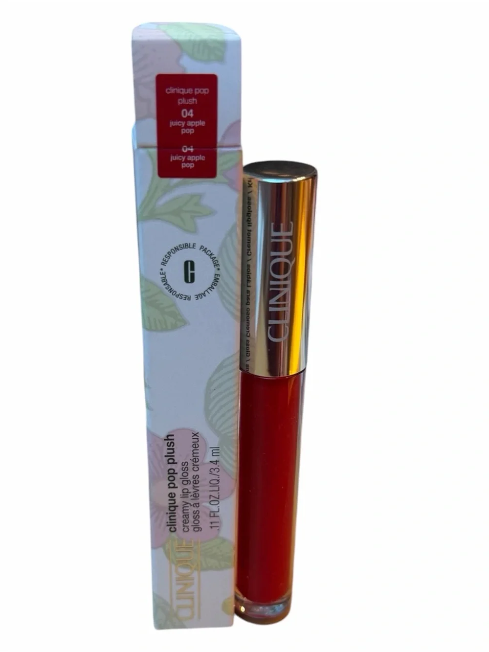 Clinique Pop Plush Creamy Lip Gloss - Juicy Apple Pop Full Size New/In Box